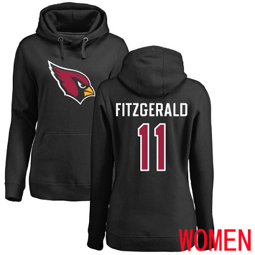 Arizona Cardinals Black Women Larry Fitzgerald Name And Number Logo NFL Football #11 Pullover Hoodie Sweatshirts->nfl t-shirts->Sports Accessory